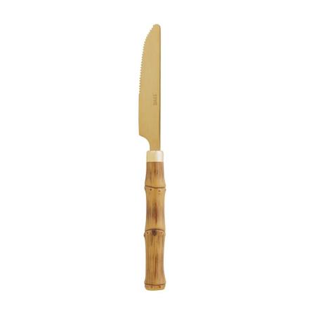 Imagem de Jogo de facas para mesa em inox com cabo plástico Lyor Bambu 21cm dourado 6 peças