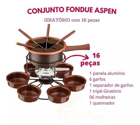 Imagem de Jogo de Fondue Antiaderente Chocolate Giratório Aspen Forma