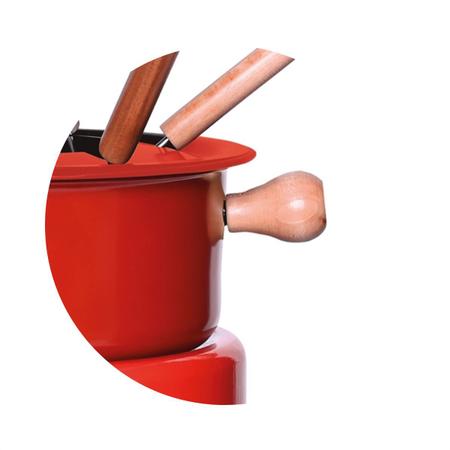Imagem de Jogo de fondue com tampa panela rechaud fogareiro garfo base