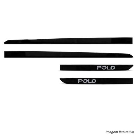 Imagem de Jogo De Friso Lateral Slim Polo Hatch Sedan 02 a 15 Novo Polo 18 a 20 Black Piano Grafia Original