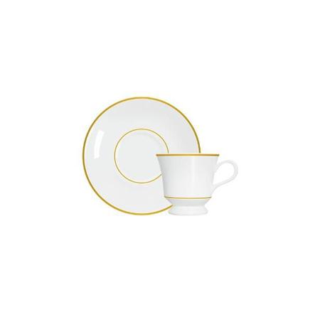 Imagem de Jogo de jantar em porcelana chá e café Germer Capri 42 peças friso dourado