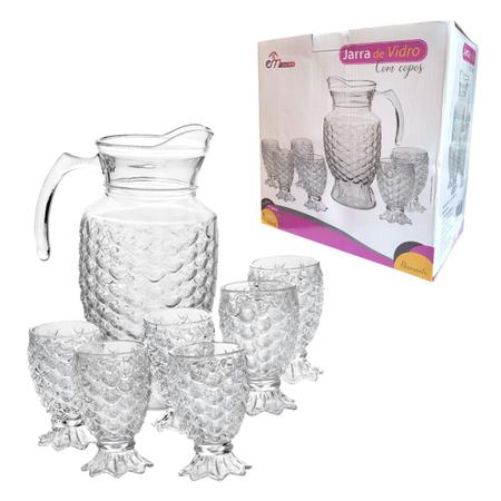 Jogo De Jarra 1,8L Com 6 Copos 250ml Em Vidro Para Água Suco - Suas Compras  Shop solução completa para sua casa.