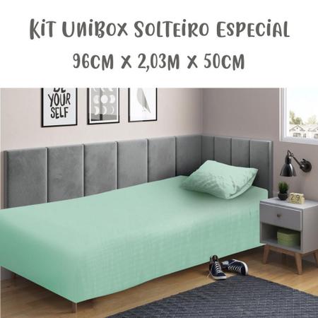 Imagem de Jogo de Lençol 2 Peças Box Conjugado Unibox Solteiro King Especial Verde Arrumadinho Enxovais