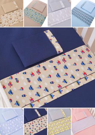 Imagem de jogo de lençol bebe berço americano 3 pçs estampados com fronha e lençol de cima