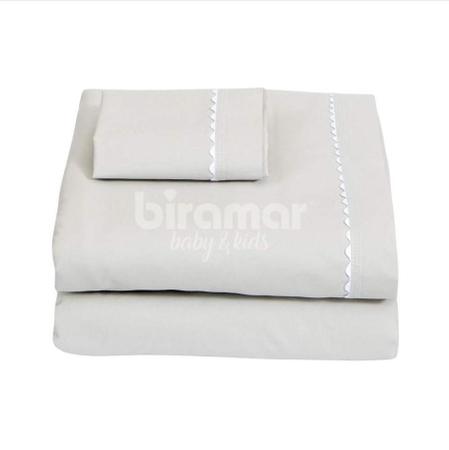Jogo De Lençol Berço 3 Peças Percal 180 Fios Cianinha Cinza - Biramar Baby Imagem de Jogo De Lençol Berço 3 Peças Percal 180 Fios Cianinha Cinza