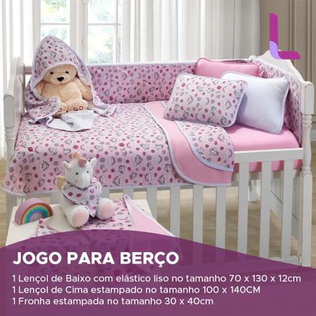 Loja Vivaldi - Cama, Mesa e Banho - Direto de FábricaJogo de Berço Bebê 2  Peças em Malha 100% Algodão Vivaldi Bichinhos Rosa