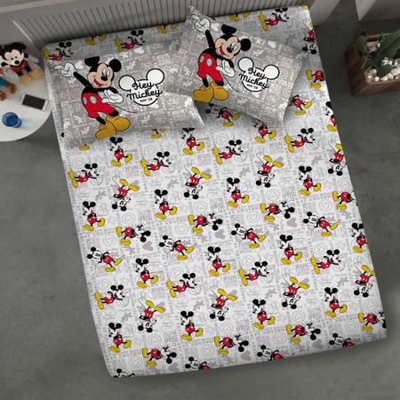 Imagem de Jogo De Lençol Simples Cama Casal Disney 3 Peças Infantil Mickey Fun