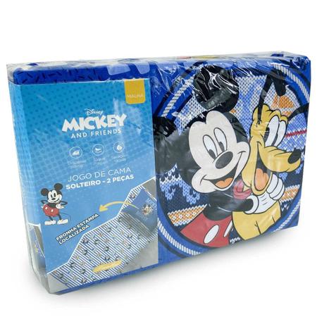 Imagem de Jogo De Lençol Simples Cama Solteiro Disney 2 Peças Infantil Mickey E Pluto Portallar