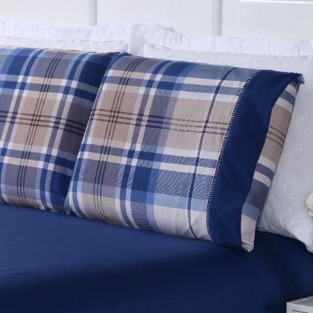 Jogo de Cama Azul Naturalle Solteiro Xadrez Azul 2,60m x 1,50m 3 Peças