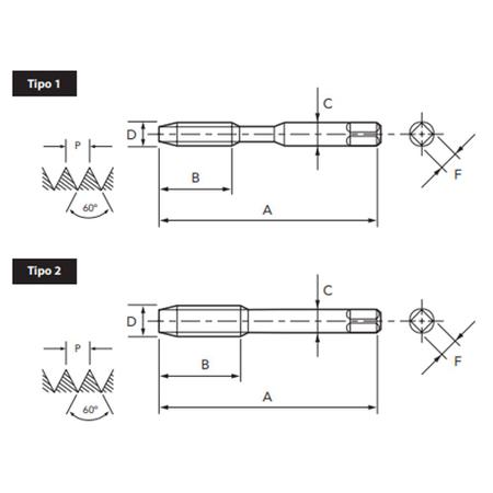 Imagem de Jogo de Macho Manual HSS - UNF 7/8 X 14 - 100/B - DIN 351 Perfil Semi-Seriado - 2 Peças - OSG