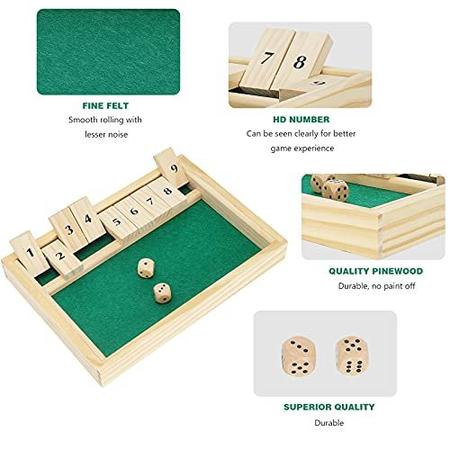 Jogo de madeira shut the box - Ganhe ESPORTES Shut The Box Dice