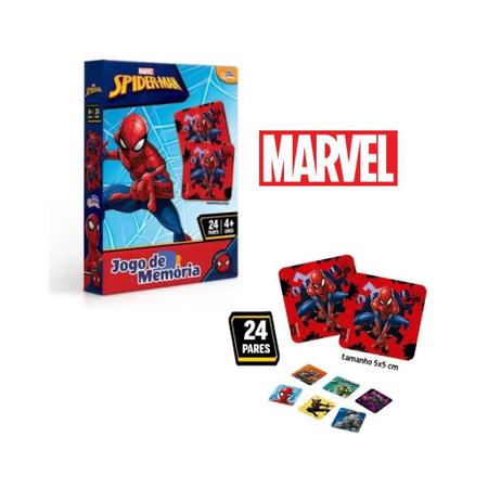 Jogo da memoria infantil Homem Aranha com 24 pares - Toyster - Jogos de  Memória e Conhecimento - Magazine Luiza