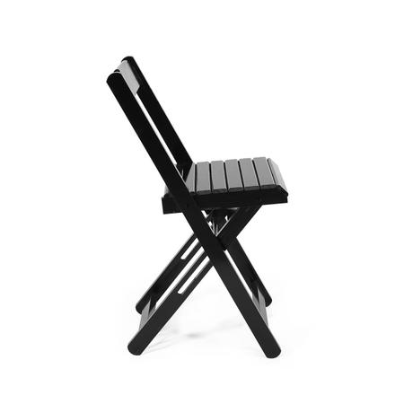 Imagem de Jogo De Mesa 1,20 x 70 Com 6 Cadeiras Dobráveis De Madeira Cor Preto - Móveis Britz