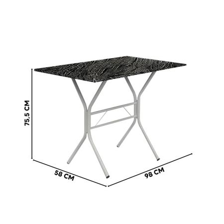 Jogo De Mesa 4 Cadeiras 98cm Base De A o Tampo Martelado Branco