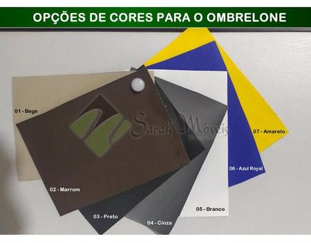 Conjunto Lótus com mesa ripada + 4 Poltronas + Ombrelone e base - Sarah  Móveis