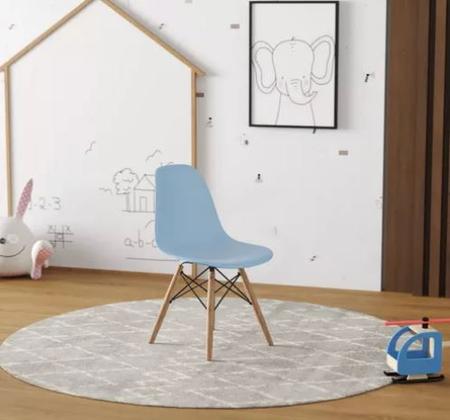 Imagem de Jogo De Mesa Branca E 4 Cadeiras Azul Infantil Eames Varias Cores