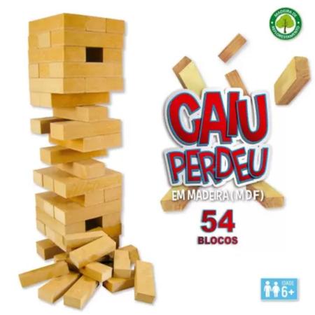 Jogo Clássico Jenga Caiu Perdeu 54 Peças Madeira Terremoto - ShopJJ -  Brinquedos, Bebe Reborn e Utilidades