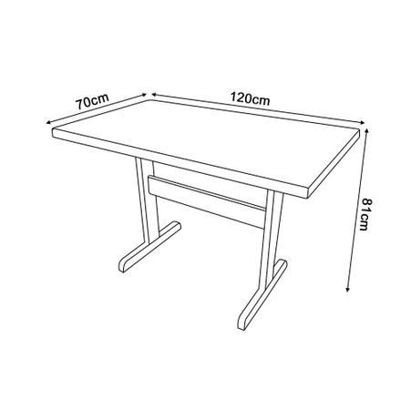 Jogo De Mesa De Madeira Fixo Floripa 1,20x70 Preto Pé H Com 6 Cadeiras  Estofado