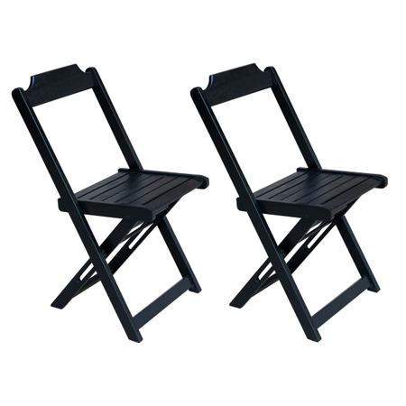 Imagem de Jogo de Mesa Dobravel com 2 Cadeiras de Madeira 70x70 Ideal para Bar e Restaurante - Preto