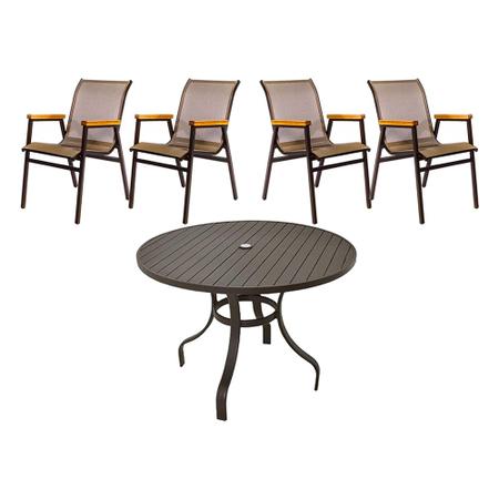 Jogo de mesa moderno com mesa redonda + 4 cadeiras de área externa sala  cozinha varanda e jardim - Garden Brasil Móveis em Promoção na Americanas
