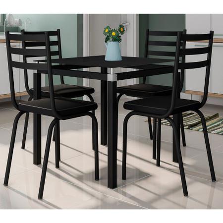 Imagem de Jogo de Mesa Malva 75cm e 4 Cadeiras 118 Preto - Artefamol