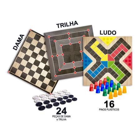 Jogo De Mesa Tabuleiro Dama Ludo Trilha Brinquedo Divertido - Pais