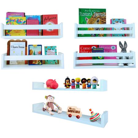 Imagem de Jogo De Nichos Infantis Porta Livros e Brinquedos Prateleira Quarto Infantil 6un 55cm