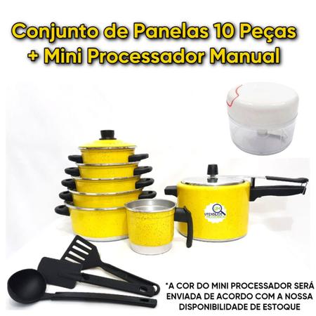 Imagem de Jogo de Panela 10 Peças Amarelo   Mini Processador Manual