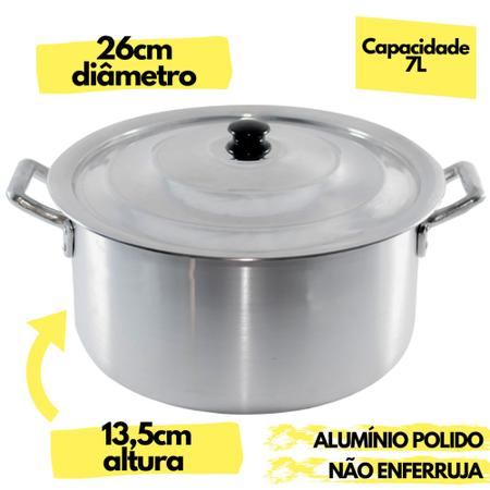 Imagem de Jogo De Panelas 3 Caçarolas Alumínio N 26 28 30 kit 3 Industrial Hotel Restaurante Feijoada Tropeiro