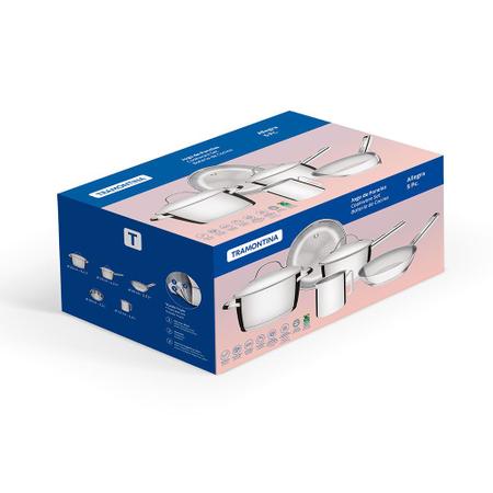 Jogo de Panelas Allegra em Aço Inox com Fundo Triplo 5 Peças Tramontina Imagem de Jogo de Panelas Allegra em Aço Inox com Fundo Triplo 5 Peças Tramontina