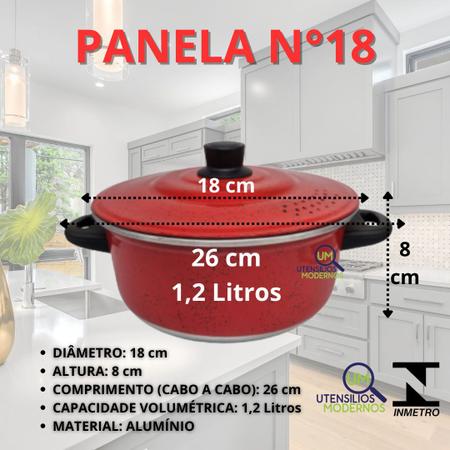 Imagem de Jogo de Panelas Alumínio Vermelho 5 pçs + fervedor nº 12 1 Litro +  Kit Espátulas