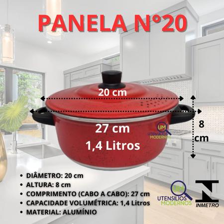 Imagem de Jogo de Panelas Alumínio Vermelho 5 pçs + fervedor nº 12 1 Litro +  Kit Espátulas