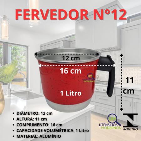 Imagem de Jogo de Panelas Alumínio Vermelho 5 pçs + fervedor nº 12 1 Litro +  Kit Espátulas