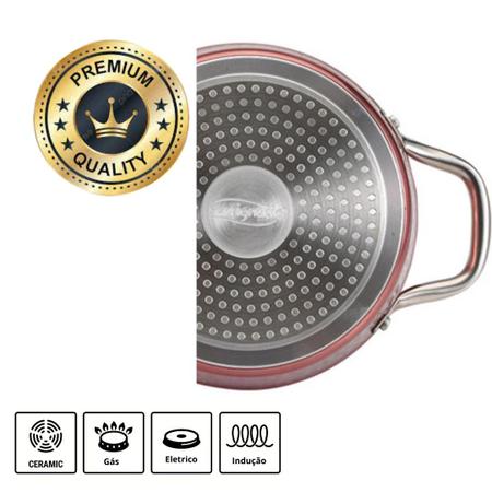 Imagem de Jogo de Panelas Antiaderente 4 Peças Cooktop Fogão Indução Martelada Cobre Bergner