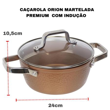 Imagem de Jogo de Panelas Antiaderente 4 Peças Cooktop Fogão Indução Martelada Cobre Bergner