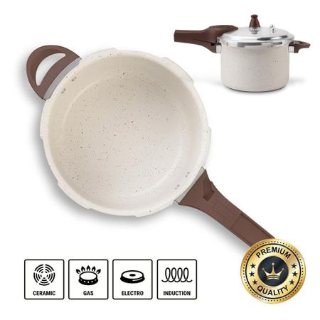 Imagem de Jogo de Panelas Antiaderente Ceramica Vanilla Cooktop Fogão Indução Kit 4 Peças Conjunto Brinox