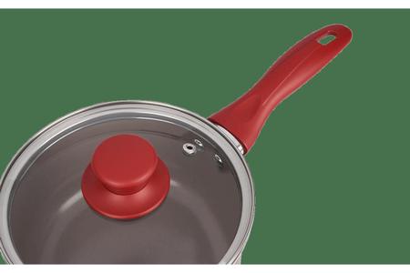 Imagem de Jogo de Panelas Antiaderentes Brinox Ceramic Life Easy Vermelha 7 Peças + Pegador