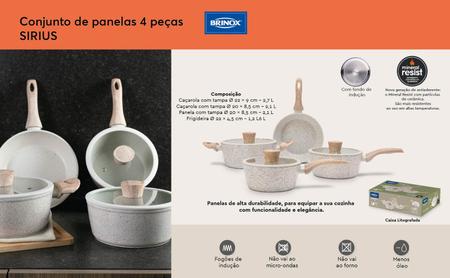 Imagem de Jogo de Panelas Brinox Indução Ceramic Life Sirius Kit 4 Un