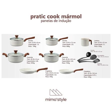 Imagem de Jogo De Panelas Ceramica Fogão Indução Antiaderente Conjunto 10 Peças Mimo Style Pratic Cook Mármol Vanilla