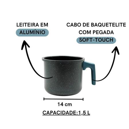 Imagem de Jogo de Panelas de Alumínio 5 Peças Royal Tecnologia Antiaderente Cabos Soft-Touch