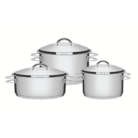 Jogo de Panelas Solar 3 Peças em Aço Inox Fundo Triplo Tramontina 65510/740 Imagem de Jogo de Panelas Solar 3 Peças em Aço Inox Fundo Triplo Tramontina 65510/740