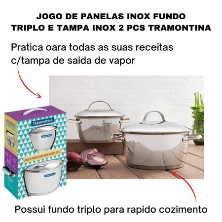 Conjunto de Panelas Allegra 3 Peças Aço Inox com Fundo Triplo Tramontina 