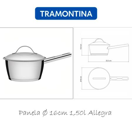 Imagem de Jogo de Panelas Tramontina Allegra em Aço Inox com Fundo Triplo de indução 5 Peças