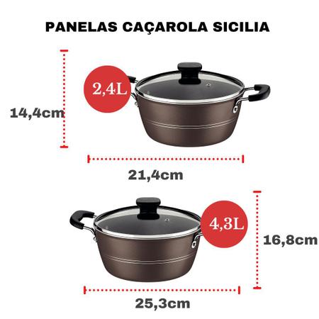 Jogo de Panelas Tramontina Sicília em Alumínio Antiaderente Starflon  Excellent Avelã 5 pçs 20499615 - CASA ATIVA LTDA