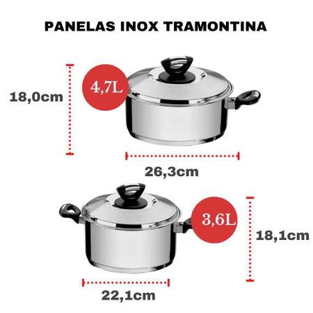 Jogo de Panelas Tramontina Solar Aço Inox Fundo Triplo Indução 4 peças +  Pegador de massa - Jogo de Panelas - Magazine Luiza