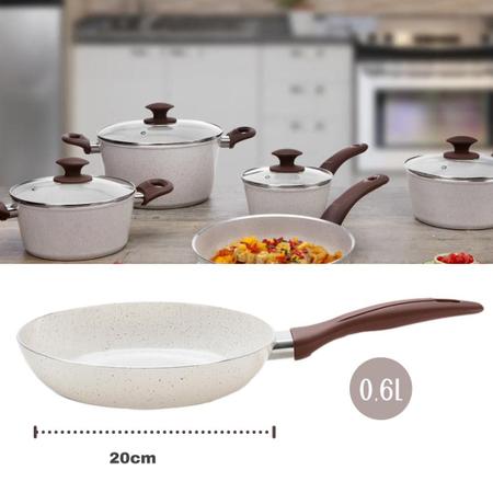 Imagem de Jogo de Panelas Wok Antiaderente Ceramica Vanilla Cooktop Fogão Indução Kit 2 Peças Conjunto Brinox