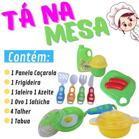 Kit Cozinha Infantil com Frigideira, Ovo e Salsicha - 7 Peças