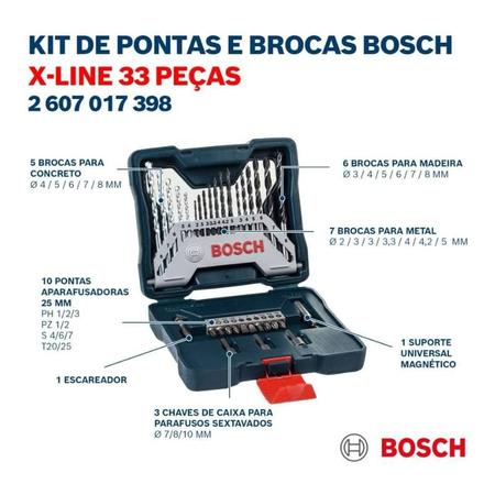 Imagem de Jogo de Pontas e Brocas com 33 Peças X-Line - Bosch