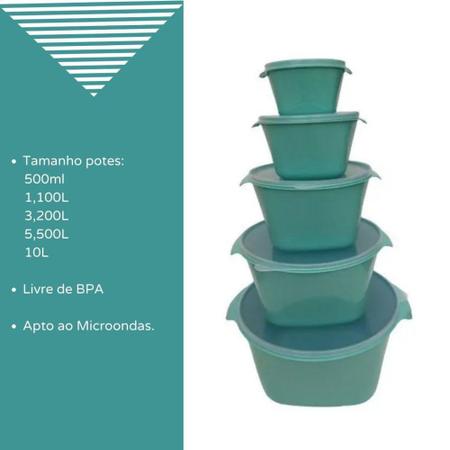 Imagem de Jogo de potes com 5 peças varios tamanhos com tampa plastica - Maxxi House