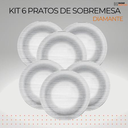 Imagem de Jogo de Prato de Sobremesa Vidro Diamante Duralex Kit 6 uni